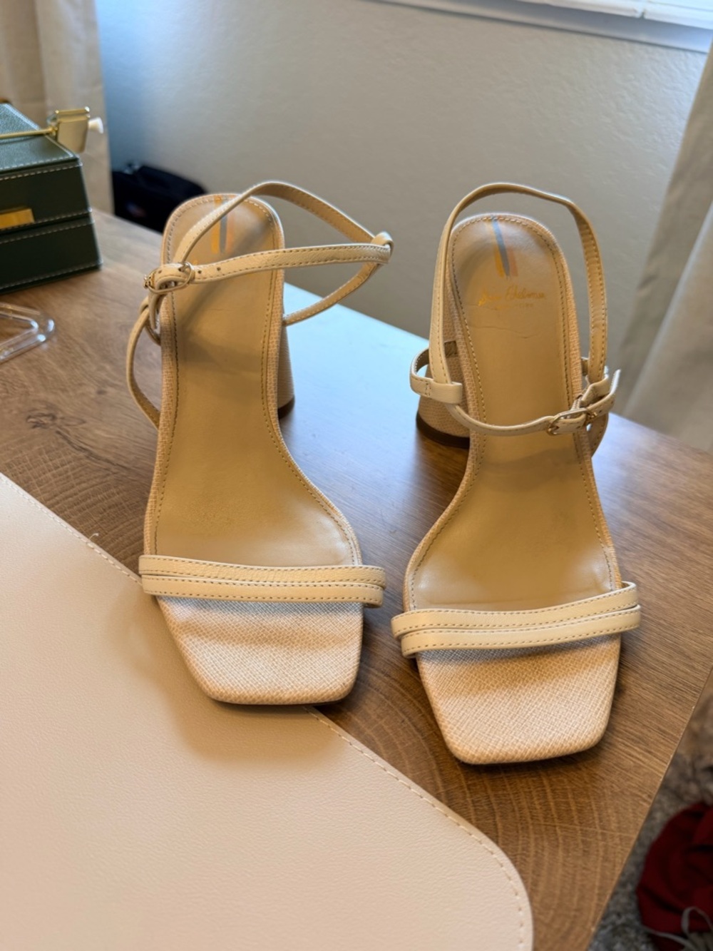 Sam Edelman Cream Strappy Block Heel Sandals